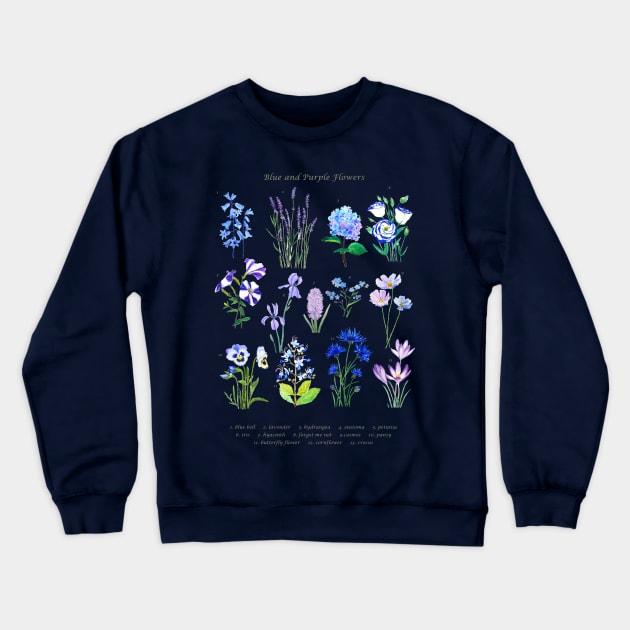 blue purple flowers collection Crewneck Sweatshirt by colorandcolor